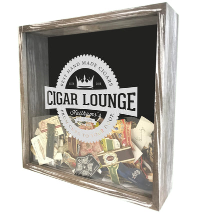 Personalized Acid Wash Cigar Band Shadow Box - Cigar Lounge