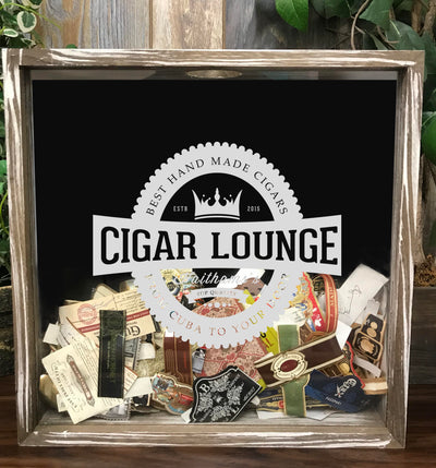 Personalized Acid Wash Cigar Band Shadow Box - Cigar Lounge