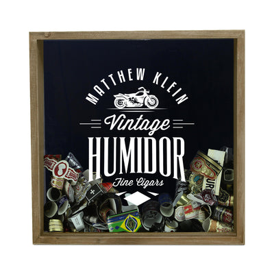 Personalized Acid Wash Cigar Band Shadow Box - Motorcycle